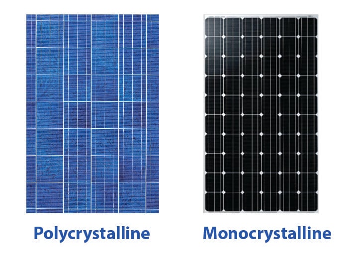 How can you tell the difference between monocrystalline and polycrystalline panels?