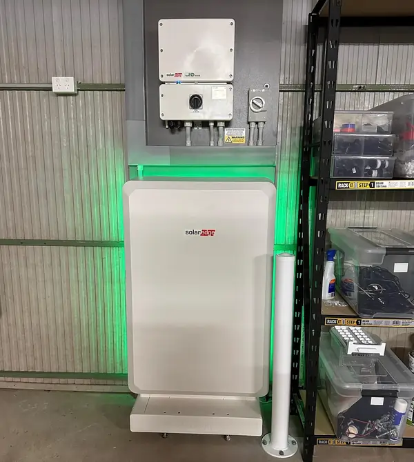SolarEdge battery storage with LED backlighting at Murray River, Blanchetown by All Energy Systems Australia.