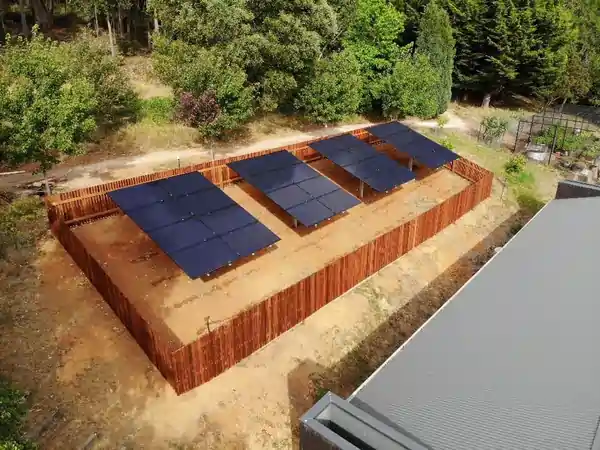 Ground mount solar panel installation by Bluegum Electrical Solutions.