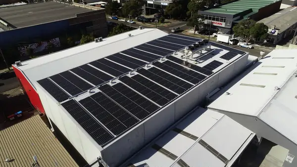 Commercial solar panel installation by Solarbank Australia in Brookvale featuring 281 Trina 310-watt solar panels and 3 SMA 25kW Inverters.