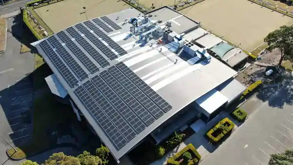 Commercial solar panel installation at a bowling club by Solenergy Group of Redland Bay Queensland.