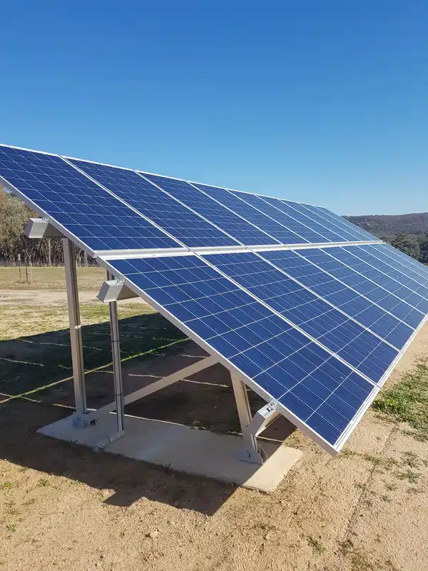 Ground mounted solar panel installation by Twin City Electrical and Solar of Wodonga.