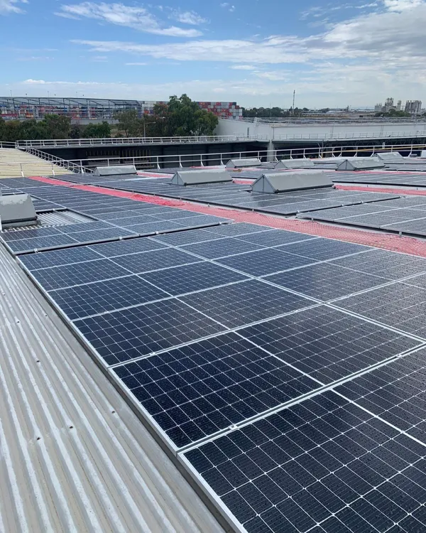 Commercial solar power system installation.