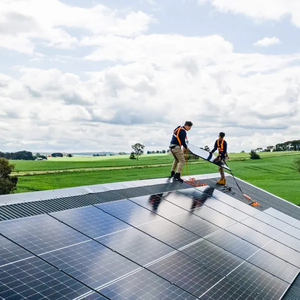 The Best Solar and Batteries team in action installing some solar panels.