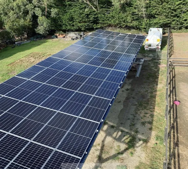 Ground mount panel installation by CBR Solar and Electrical.