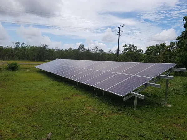 Ground mounted solar power system in Noonamah. Image from the Eco Tech Electrical Facebook page.