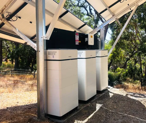 Sungrow battery system combined with ground mount solar panels.