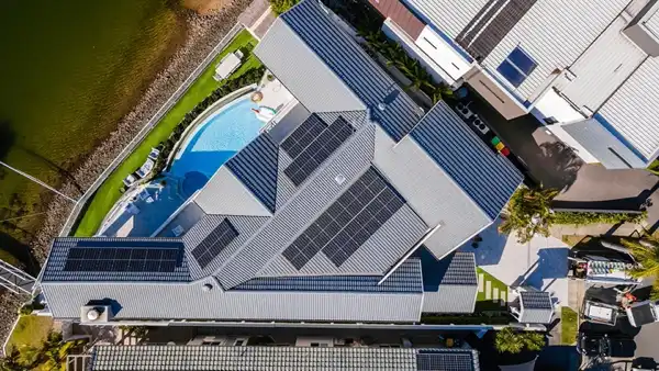 Solar panels installed on a very posh looking home by Global Solar Solutions.