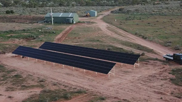 49kW ground mount solar system installed at Texas Downs Station north of the Menindee. Image from Greenultimate's Facebook page.