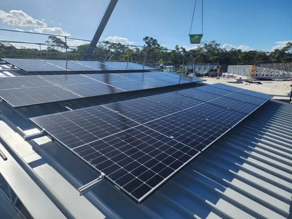 Solar panel installation in progress.