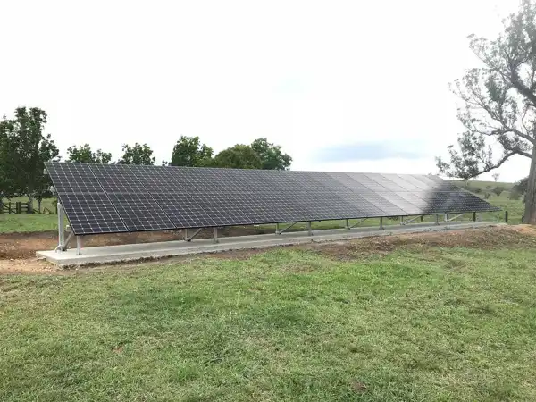 10.56kW ground mount solar power system by Mackie Electric and Refrigeration on the outskirts of Gloucester.