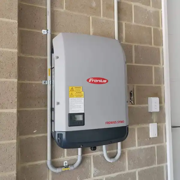 Fronius solar inverter installation by Positive Energy Solutions.