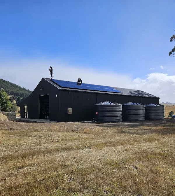 18kW solar power system with battery storage at a rural location.