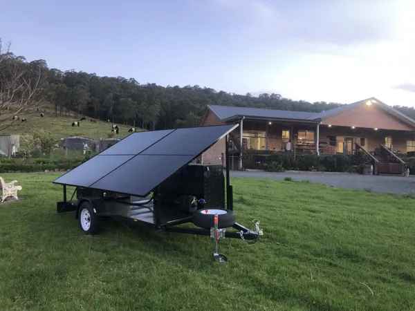 A Solar trailer that can provide emergency power and backup during a power outage. Image from Solar Wind Renewables Facebook page..