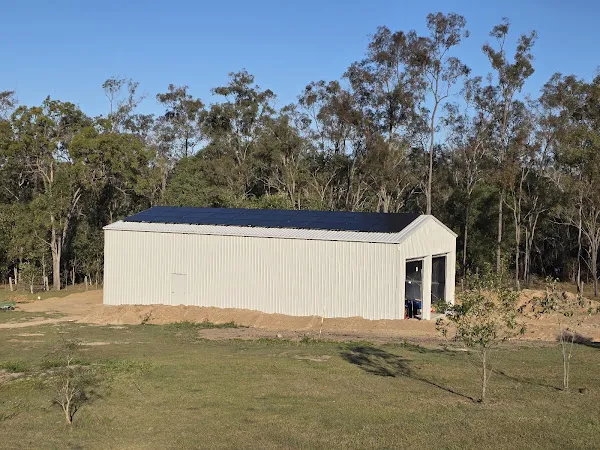 Shed roof mounted solar panels.