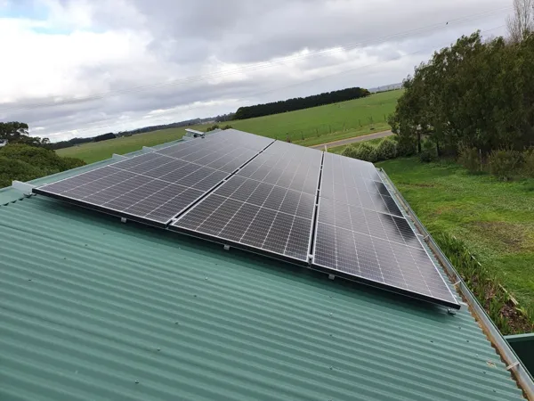 Solar power system installed in a rural setting.