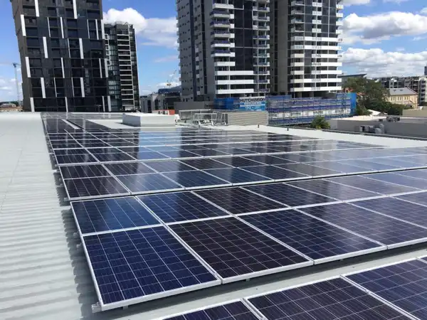 Large scale solar installation in Brisbane by Volteam Electric.