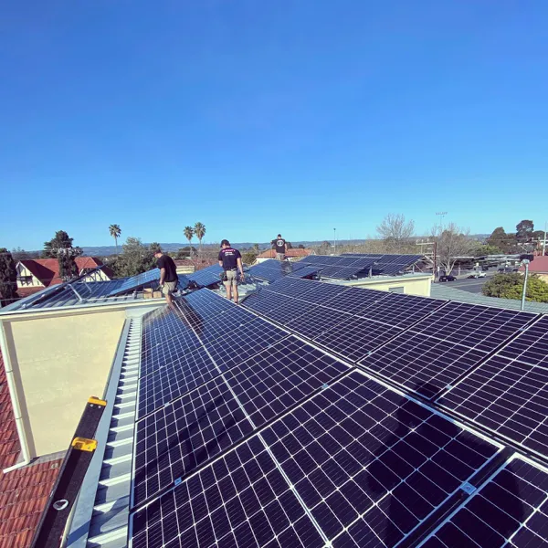 The Wescombe Electrical team at work on a 15.18kW system in Glenelg.